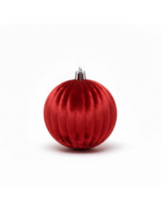 Box 30 sfere floccate rigate rosso ø 6 cm