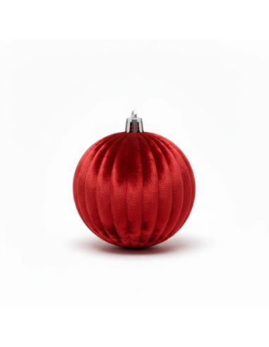 Box sfera floccata rigata rosso ø 15 cm