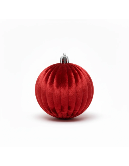 Box sfera floccata rigata rosso ø 20 cm