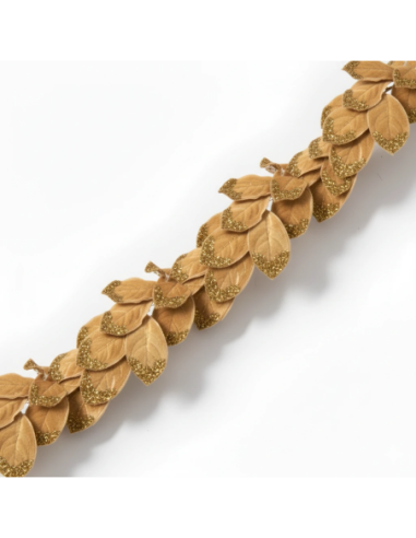 Festone foglie in velluto glitter oro 1 -5 m