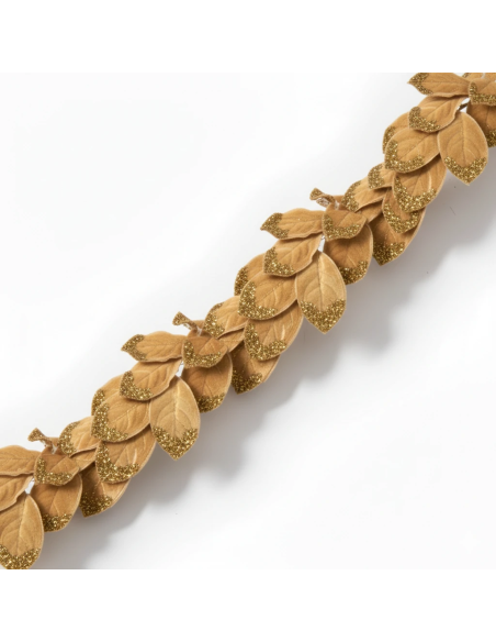 Festone foglie in velluto glitter oro 1 -5 m