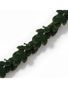 Festone foglie in velluto glitter verde 1 -5 m