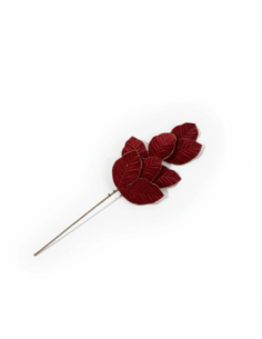 Ramo foglie in velluto bordeaux 71 cm