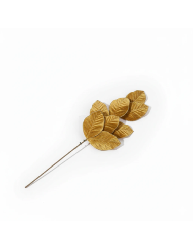 Ramo foglie in velluto oro 71 cm