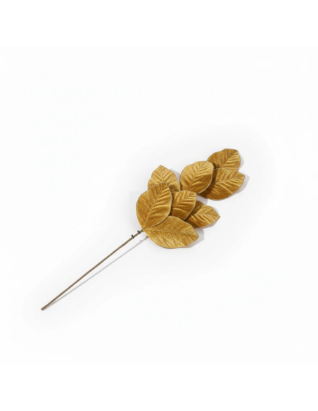 Ramo foglie in velluto oro 71 cm