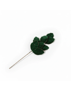 Ramo foglie in velluto verde 71 cm
