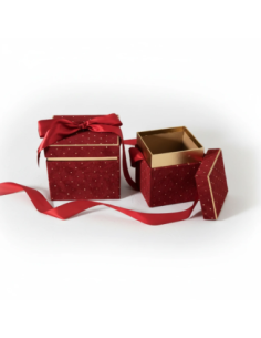 Set 2 scatole scrigno diamond bordeaux 16x16x17 cm