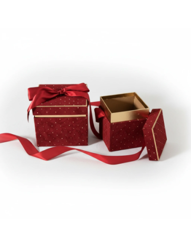 Set 2 scatole scrigno diamond bordeaux 16x16x17 cm