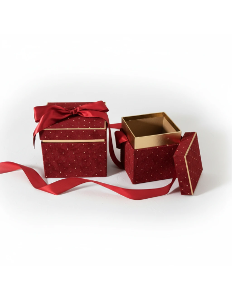 Set 2 scatole scrigno diamond bordeaux 16x16x17 cm