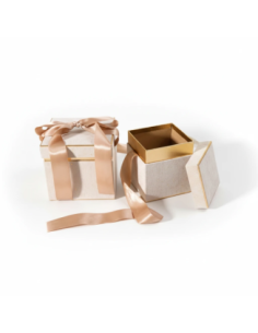 Set 2 scatole scrigno diamond crema 16x16x17 cm