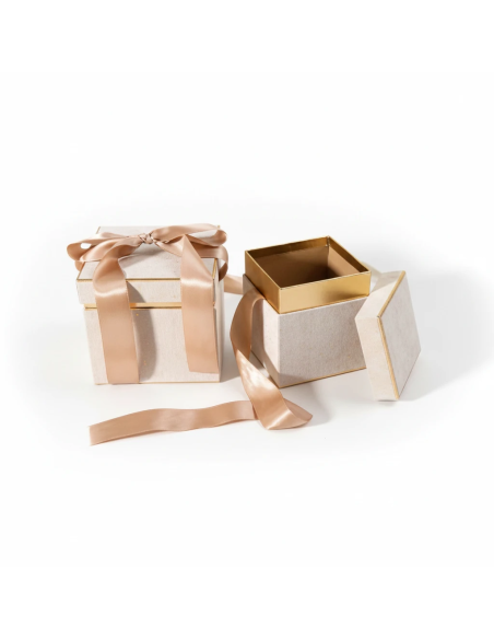 Set 2 scatole scrigno diamond crema 16x16x17 cm