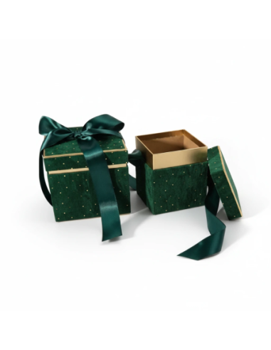 Set 2 scatole scrigno diamond verde 16x16x17 cm
