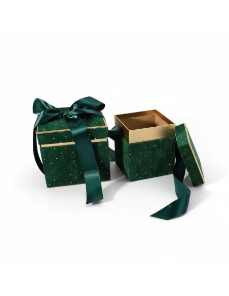Set 2 scatole scrigno diamond verde 16x16x17 cm