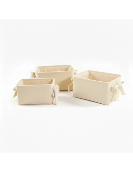 Set 3 cesti rettangolari con manici oro 36x26x20 cm