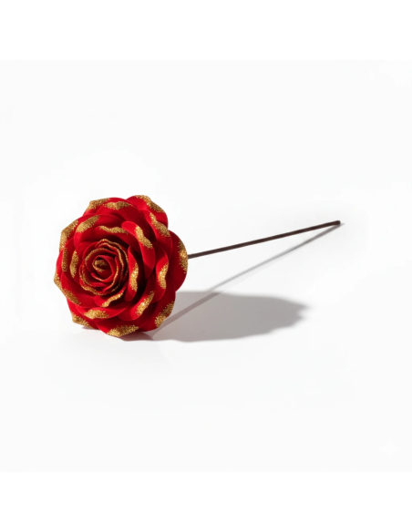 Stelo rosa glitter rosso 45 cm