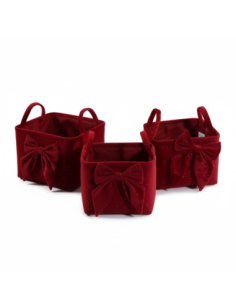 Set 3 cesti quadrati con manici bordeaux 30x30x20 cm 2