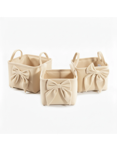 Set 3 cesti quadrati con manici oro 30x30x20 cm
