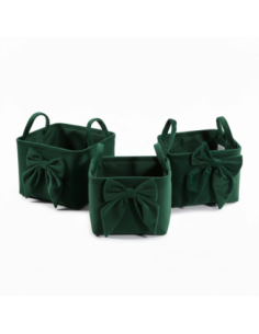 Set 3 cesti quadrati con manici verde 30x30x20 cm 2