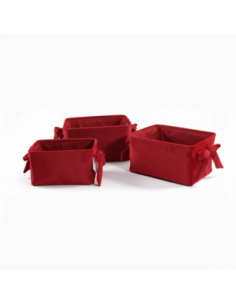 Set 3 cesti rettangolari con manici rosso 36x26x20 cm 2