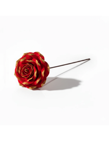 Stelo rosa glitter rosso 45 cm