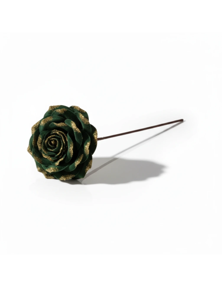 Stelo rosa glitter verde 45 cm