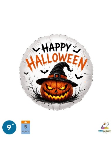 Palloncino Mylar Halloween Zucca Malvagia MiniShape 9" - 23cm - 5pz | G3S Party