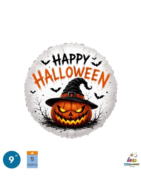 Palloncino Mylar Halloween Zucca Malvagia MiniShape 9" - 23cm - 5pz | G3S Party