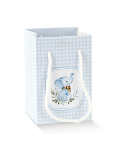Shopperbox 7x7x12cm con Cordini ELEFANTINO AZZURRO Florentina Scotton