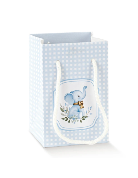 Shopperbox 9x9x14cm con Cordini ELEFANTINO AZZURRO Florentina Scotton