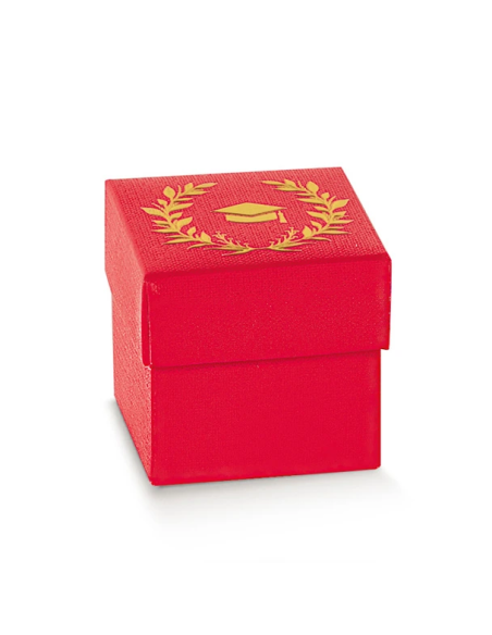 Fondo e Coperchio 5x5x5cm ALLORO DORATO LINO ROSSO con Stampa a caldo Florentina Scotton
