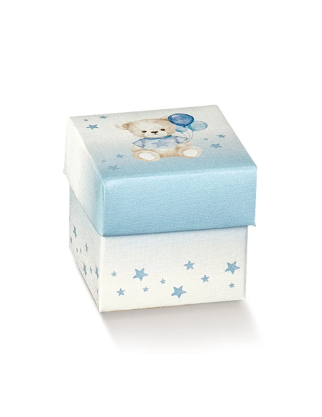 Fondo e Coperchio 5x5x5cm BABY ORSETTO AZZURRO Florentina Scotton