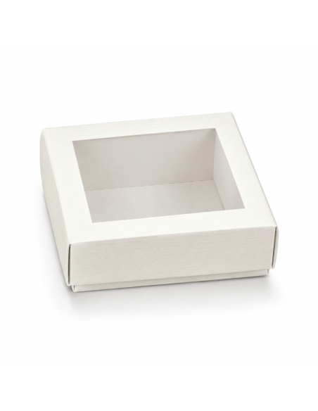 Quadretto 8x8x4cm con Coperchio Trasparente FIBRA BIANCO Florentina Scotton
