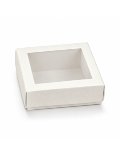 Quadretto con Coperchio Trasparente 14x14x4cm FIBRA BIANCO Florentina Scotton