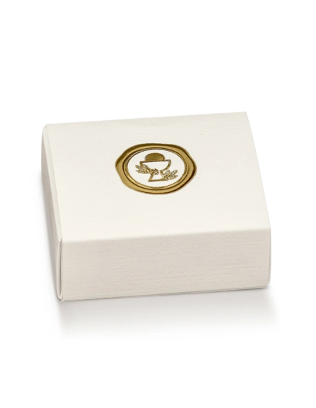 Cassetto Quadretto con divisorio 6x5x3cm FIBRA BIANCO COMUNIONE Stampa a caldo Florentina Scotton