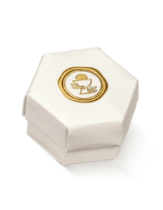 Esagono Fondo e Coperchio 6x4cm FIBRA BIANCO COMUNIONE Stampa a caldo Florentina Scotton