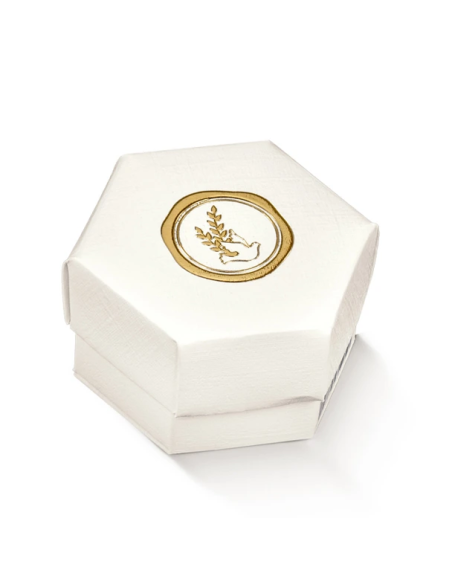 Esagono Fondo e Coperchio 6x4cm FIBRA BIANCO CRESIMA Florentina Scotton