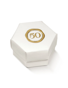 Esagono Fondo e Coperchio con Divisorio 6x4cm FIBRA BIANCO 50 Stampa a caldo Florentina Scotton