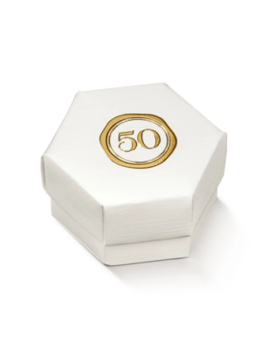 Esagono Fondo e Coperchio con Divisorio 6x4cm FIBRA BIANCO 50 Stampa a caldo Florentina Scotton