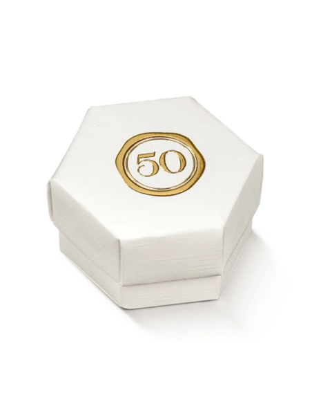 Esagono Fondo e Coperchio con Divisorio 6x4cm FIBRA BIANCO 50 Stampa a caldo Florentina Scotton
