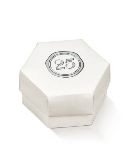 Esagono Fondo e Coperchio con Divisorio 6x4cm FIBRA BIANCO 25 Stampa a caldo Florentina Scotton