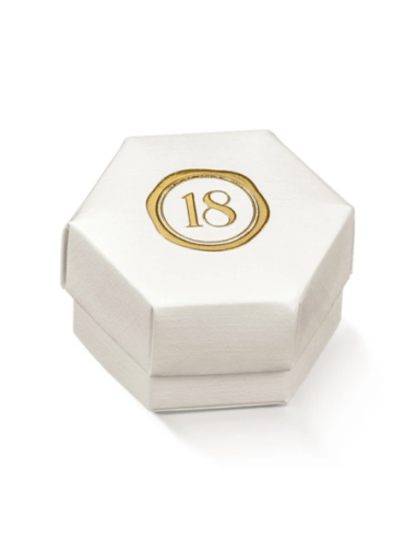 Esagono Fondo e Coperchio con Divisorio 6x4cm FIBRA BIANCO 18 Stampa a caldo Florentina Scotton