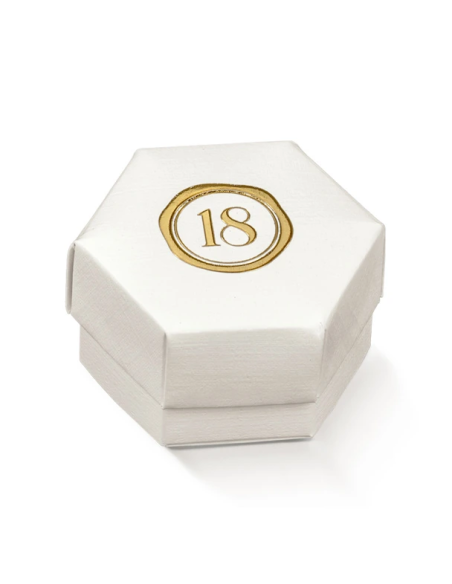 Esagono Fondo e Coperchio con Divisorio 6x4cm FIBRA BIANCO 18 Stampa a caldo Florentina Scotton
