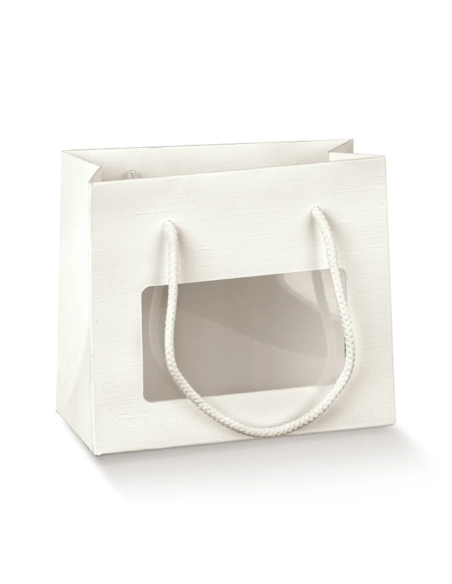 Shopperbox con Cordini 16x8x14cm FIBRA BIANCO FINESTRA IN PLASTICA Florentina Scotton