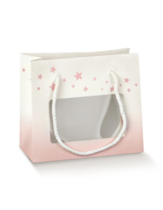 Shopperbox con Cordini 16x8x14cm BABY ORSETTO ROSA FINESTRA IN PLASTICA Florentina Scotton