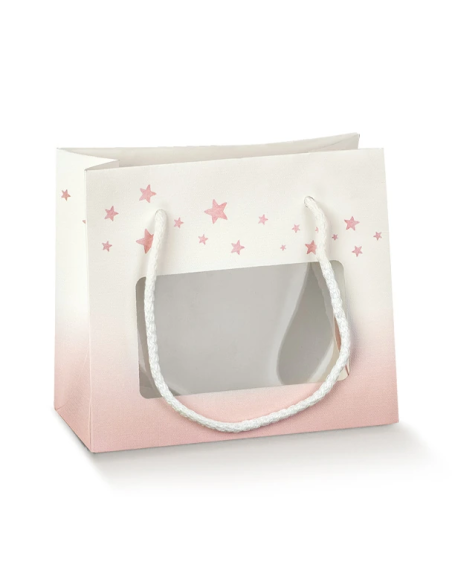 Shopperbox con Cordini 16x8x14cm BABY ORSETTO ROSA FINESTRA IN PLASTICA Florentina Scotton