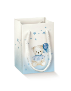 Shopperbox con Cordini 9x9x14cm BABY ORSETTO AZZURRO Florentina Scotton