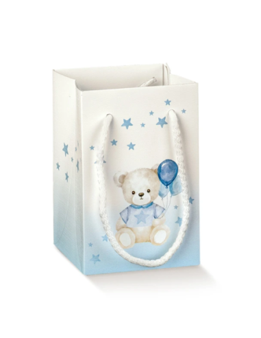 Shopperbox con Cordini 9x9x14cm BABY ORSETTO AZZURRO Florentina Scotton