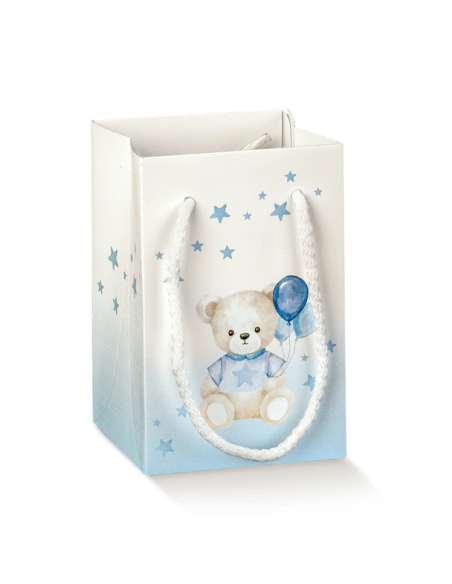 Shopperbox con Cordini 9x9x14cm BABY ORSETTO AZZURRO Florentina Scotton