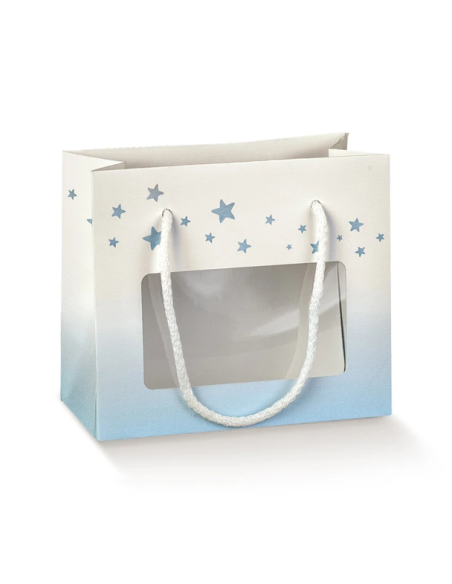 Shopperbox con Cordini 16x8x14cm BABY ORSETTO AZZURRO FINESTRA IN PLASTICA Florentina Scotton