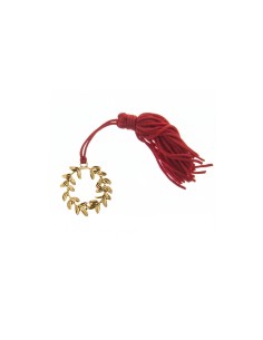 Corona alloro oro 4 cm decorazione con nappina rossa laurea | G3S
